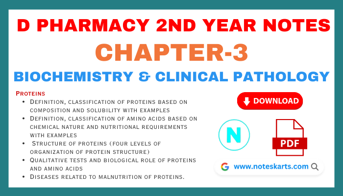 Chapter-3 | Proteins | Biochemistry and Clinical Pathology Free, Proteins Definition, classification of proteins based on composition and solubility with examples Definition, classification of amino acids based on chemical nature and nutritional requirements with examples Structure of proteins (four levels of organization of protein structure) Qualitative tests and biological role of proteins and amino acids Diseases related to malnutrition of proteins.