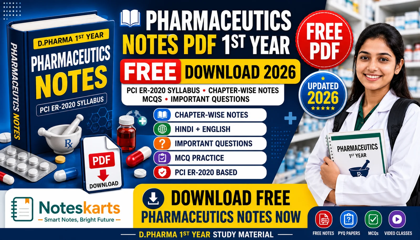 Pharmaceutics Notes PDF 1st Year D Pharmacy Noteskarts